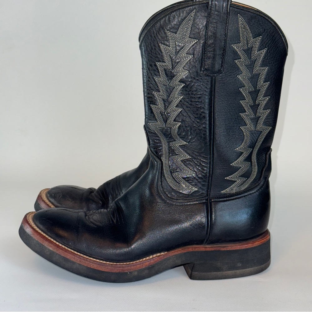 Anderson Bean Women's Black Leather Boots with Silver Accents